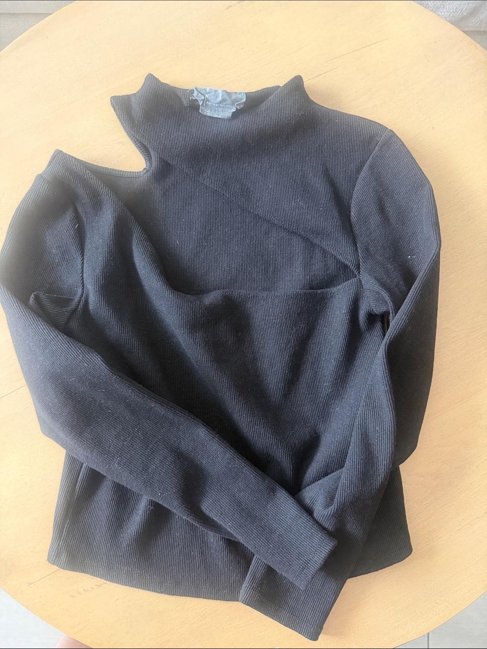 Black Cutout Shoulder Turtleneck Sweater